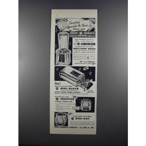 1955 Knapp-Monarch Ad - Liquidizer Blender, Redi-Baker