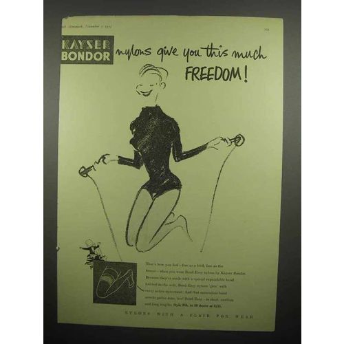 1955 Kayser Bondor Nylons Ad - Give You Freedom