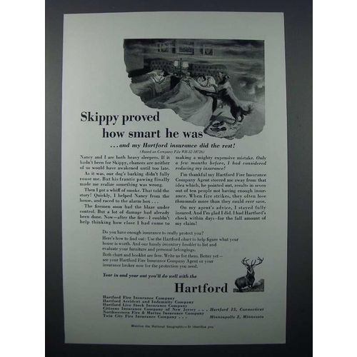 1955 Hartford Insurance Ad - Skippy Proved How Smart