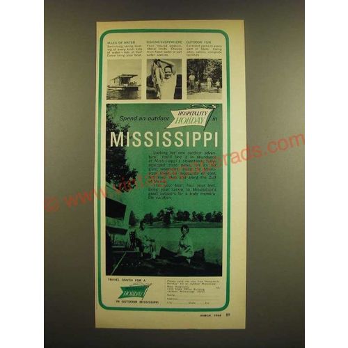 1966 Mississippi Tourism Ad - Spend an outdoor hospitality holiday