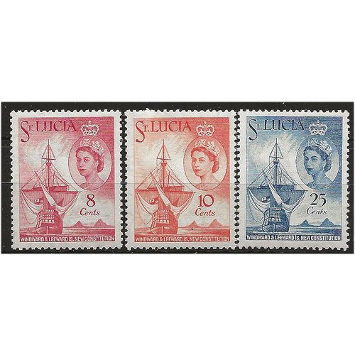 St Lucia 1960 New Constitution Set SG188-190 Light Mounted Mint .. .