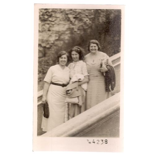 3 LADIES vintage postcard real photo by CLIFTONVILLE SANDS SNAPS, MARGATE =