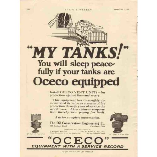 OIL CONSERVATION ENGINEERING COMPANY 1928 OCECO equipped vintage ad