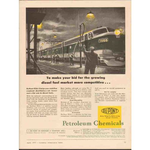 DU PONT 1955 bid growing diesel fuel market competitive vintage ad