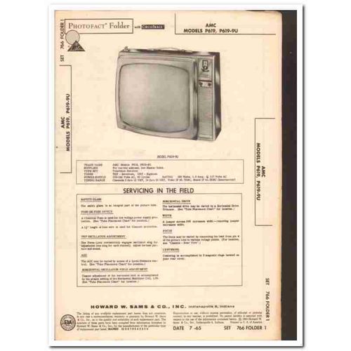 amc models p619 p619-9u 35-tube tv television sams photofact manual