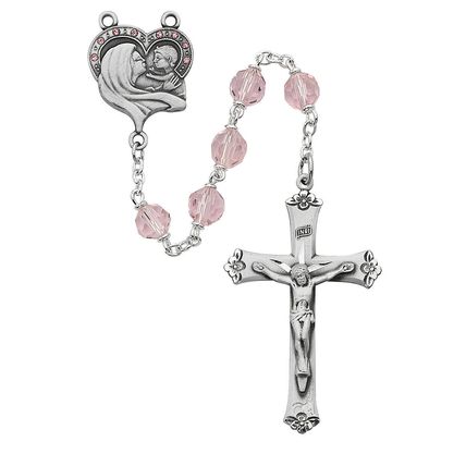 Rose Sterling Silver Tin Cut Rosary
