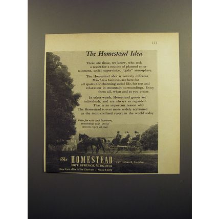 1952 The Homestead Resort Ad - The Homestead Idea