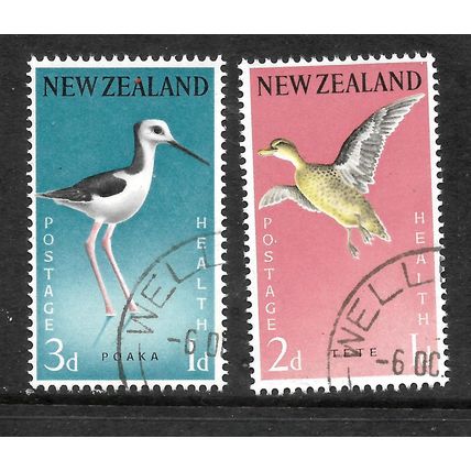 NEW ZEALAND 1959 GREY TEAL & NZ STILT SG776 / 777 SET 2 VALS FINE USED#6