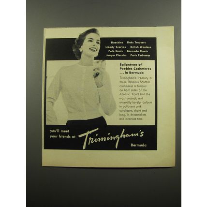 1955 Trimingham's Ballantyne of Peebles Cashmere Sweaters Advertisement