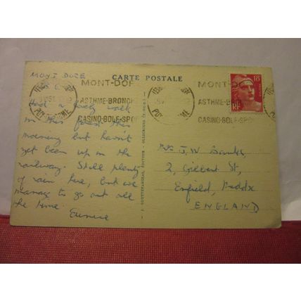 le mont-dore, L'AUVERGNE France.. used vintage postcard 1951 pm /