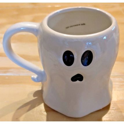 Halloween Ceramic "BOO" Ghost Figural Mug Spooky! 4.5" (SET OF 2) NEW!