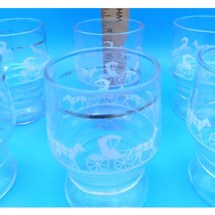Vintage Anchor Hocking Amish Horse & Buggy Lowball Orange Juice Glasses Set of 6