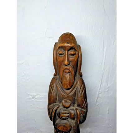 Wood Carving Monk/Religious Figure holding jar. Free Stand or Hanging - Fast Sh!