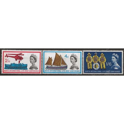 1963 Lifeboats Phosphor Set SG639p-641p Mounted Mint