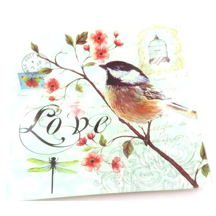 Black Capped Chickadee Bird Carte Postal Love Glass Trinket Plate Gift Home