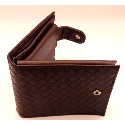 Brown Weave Pattern Wallet 10 CM Mens Comes Boxed Gift Male Purse Money Coins