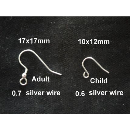 1 pair sterling silver adult ear hooks U.K from Hatton Garden bullion dealer