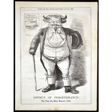 EFFECT OF PERSEVERANCE 1856 French Agricultural Show PUNCH CARTOON PAGE