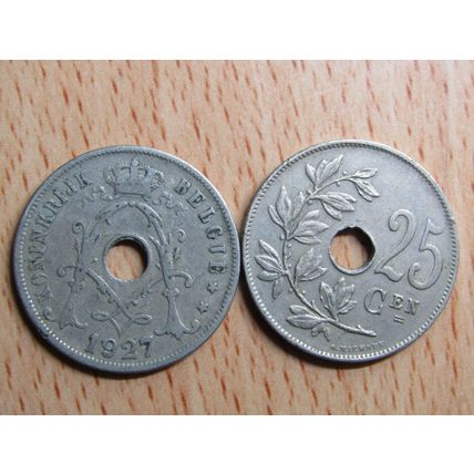 Belgium 1927 25 Centime Belgie (Dutch - Flemish Text) Coin