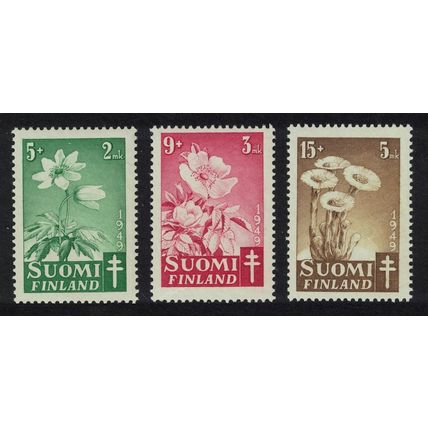 Finland Anemone Rose Coltsfoot Flowers Medicine 3v 1949 MNH SG#475-477