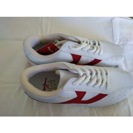 PEPE JEANS VINTAGE LEATHER TRAINERS ~SIZE UK 7~ WORN ONCE ONLY (SEE PHOTOS) !