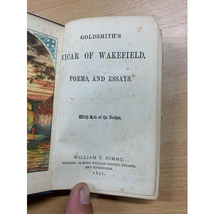 RARE* 1877 OLIVER GOLDSMITH THE VICAR OF WAKEFIELD FICTION HARDBACK BOOK (P2)