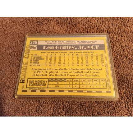 1989 Topps # 336 Ken Griffey Jr RC Seattle Mariners 6.0 EX/MT Or Better HOF