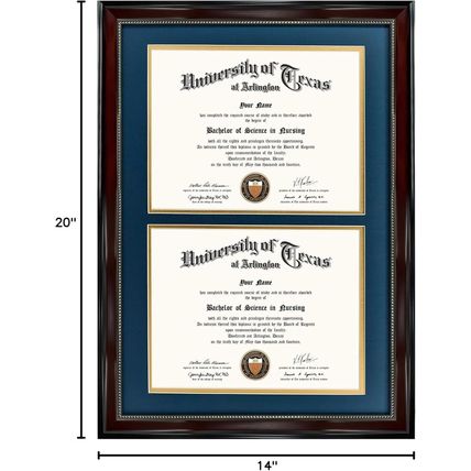 Graduationmall 14X20 Double Diploma Frame, Display 8.5X11 Certificate with Navy