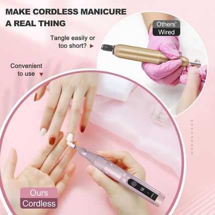 Cordless Nail Drill, 35000RPM Professional Efile Nail Drill Machine, LCD Display