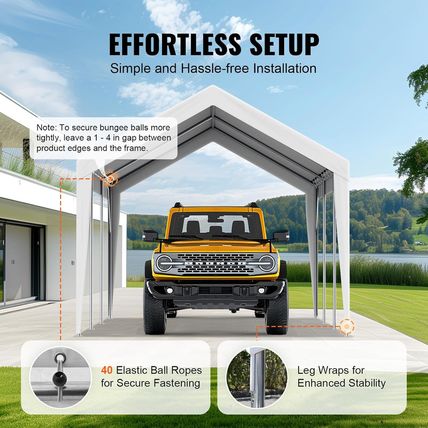 VEVOR Carport Replacement Canopy Cover 10 X 20 Ft, Garage Top Tent Shelter Tarp