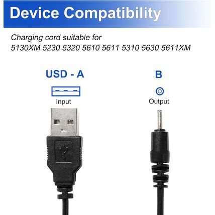 Uxcell USB Replacement Charger Cable, Fast Charging Cord DC 2Mm Small Pin, Flexi