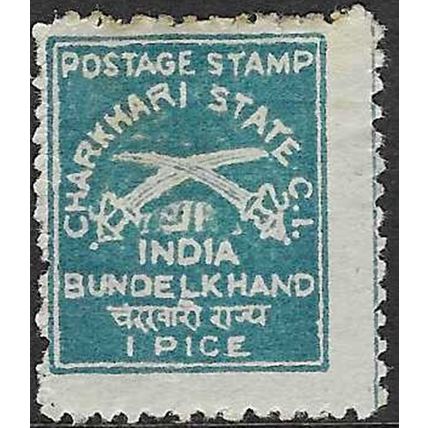 INDIA STATES CHARKHARI 1909-19 1p TURQUOISE MINT SG16