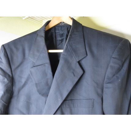 PETROCELLI 2-Piece Suit Blue Pinstripe Blazer Jacket + Pants Size 43 L 100% Wool