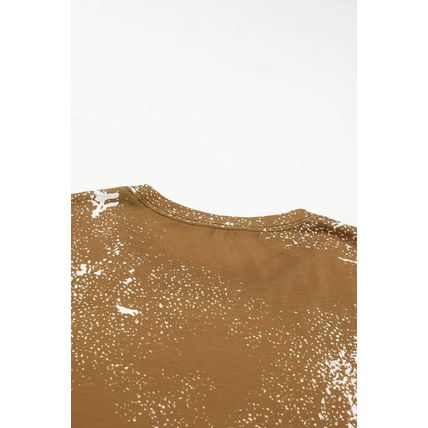 Orange Bleached Blank Crew Neck Short Sleeve Top