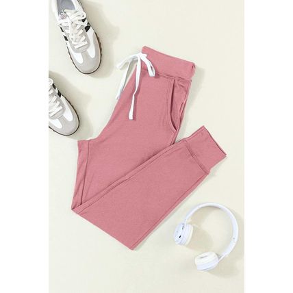 Fushia Drawstring Waist Pocketed Joggers