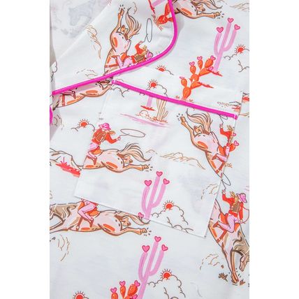 White Cowgirl Country Print Pajamas Set