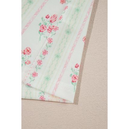 Beige Floral Print Contrast Pipping Short Pajamas Set
