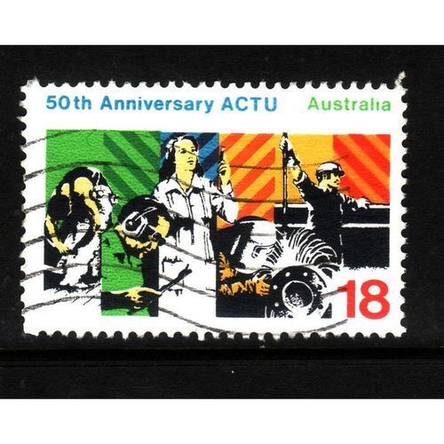 AUSTRALIA 1977 SG 654 18c TRADE UNIONS FINE USED#2