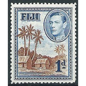 Fiji 1938 SG250 1d Brown & Blue Perf 12.5 Mounted Mint .....