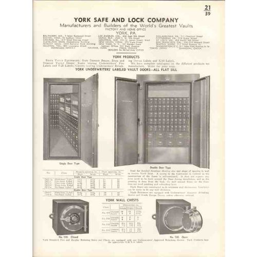 york safe lock company 1938 manufacture builder vaults vintage catalog