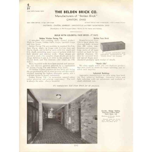 belden brick company 1938 vitritex facing tile face vintage catalog