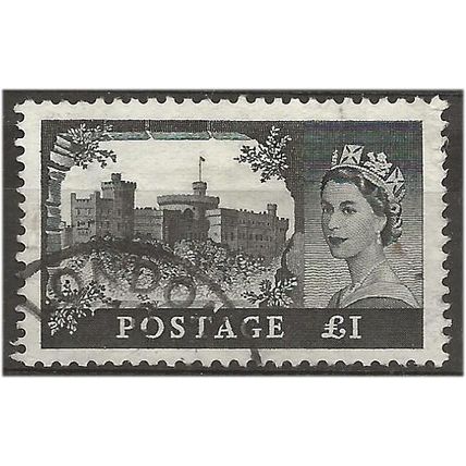 1955 SG539 £1 Black Waterlow Castle Fine Used . .. .
