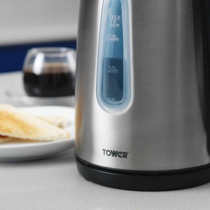 Tower Infinity 3KW 1.7 Litre Brushed Stainless Steel Jug Kettle, Rapid Boil