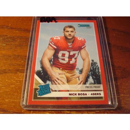 2019 Panini Donruss, Red Press Proof, NICK BOSA Rc, 49ers, Rated Rookie