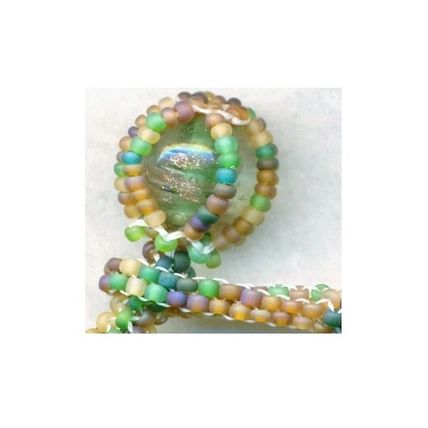 Autumn Colors Beaded Rope Choker Camo Marble Pendant 7