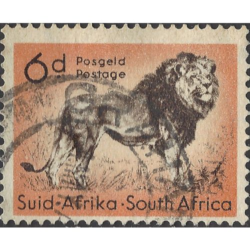 SOUTH AFRICA, MAMMAL, Lion, Panthera leo, orange 1954, 6d