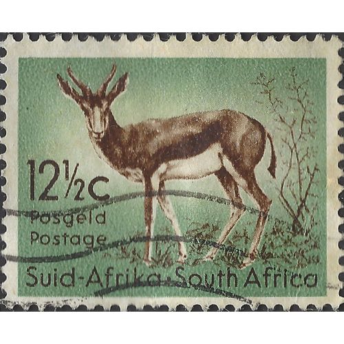 SOUTH AFRICA, MAMMAL, Springbok, Antidorcas marsupialis, green 1961, 12½c