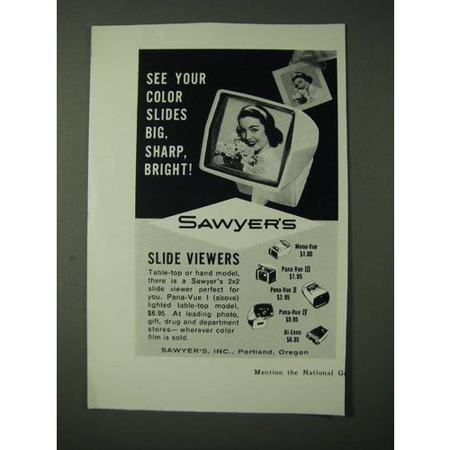 1960 Sawyers Slide Viewers Ad - See your color slides big, sharp, bright!