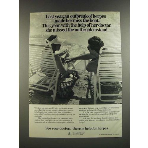 1986 Burroughs Wellcome Ad - An Outbreak of Herpes