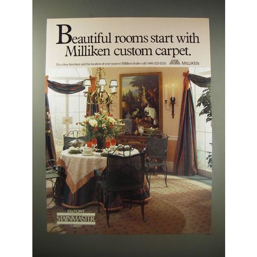 1990 Milliken Custom Carpet Ad - Beautiful rooms start with Milliken